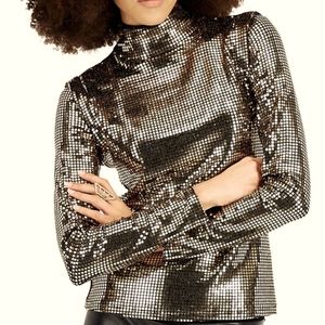 ISO: INC International Concepts Mirror Foil Neck Top